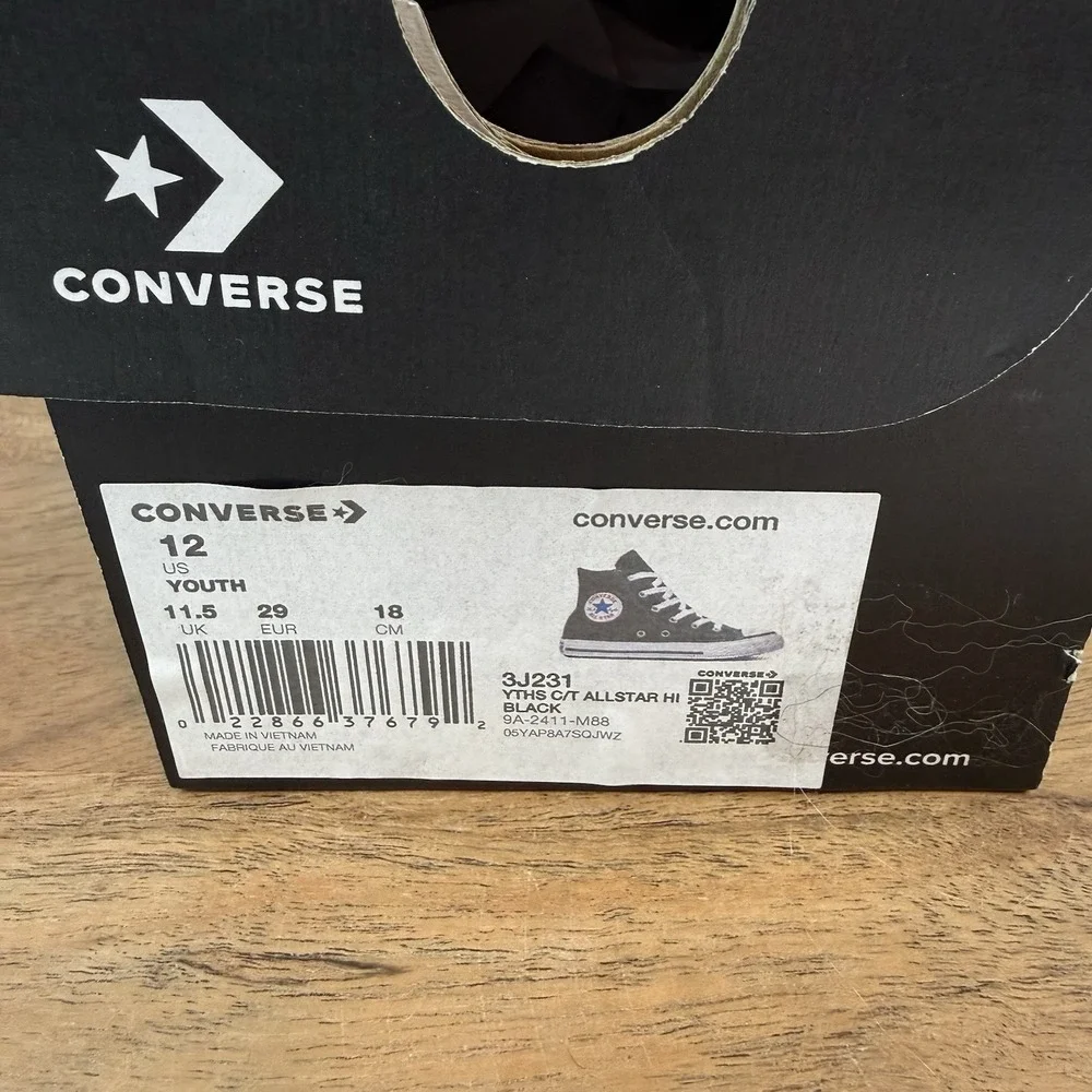 New Little‎ Kids Converse Chuck Taylor All Star High Black Sneaker Sz 12 C